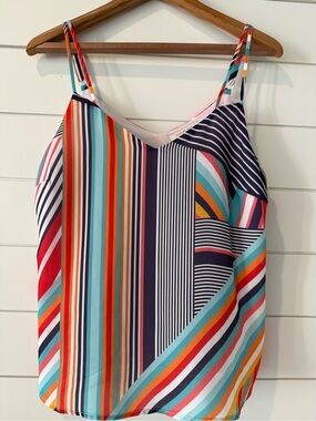 Skies Are Blue Vibrant Multistripe V-Neck Cami